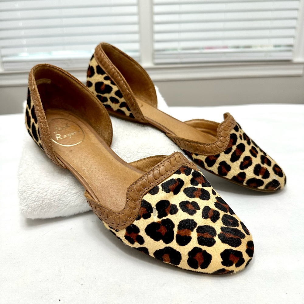 Jack Rogers Leopard Print Calf Hair D’Orsay Flats 8